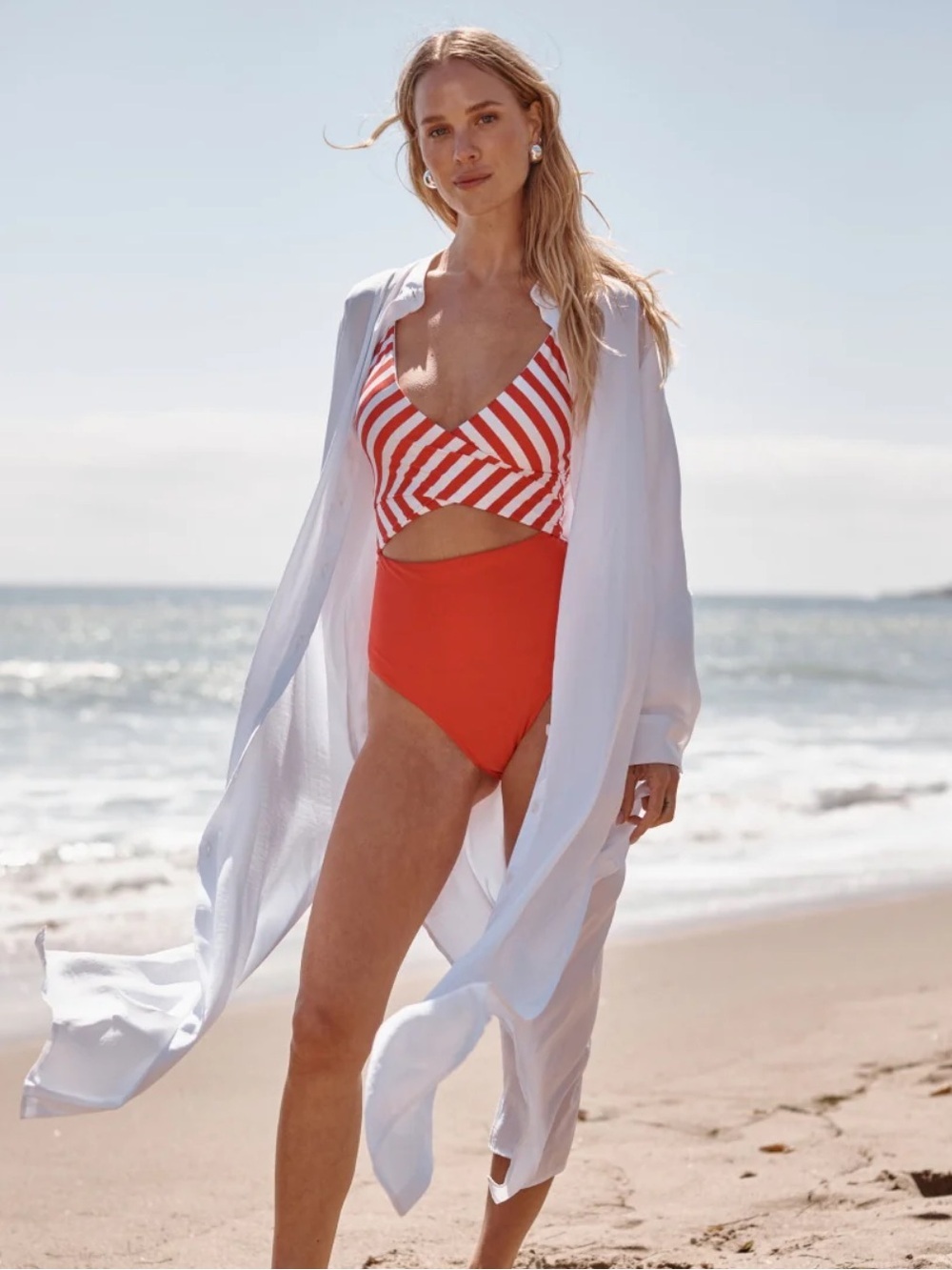 Summersalt The Silky Luxe Long Effortless Shirtdress Cover-Up in Cloud White XL